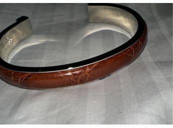 GIOBAGNARA  Cuff Bracelet  Italy NOS Rust Colored Leather Insert