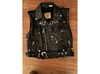 Rock & Roll Warehouse Leather Embellished Vest Size M