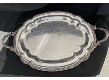 Silver On Copper Large Serving Tray