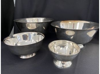 Silver Plate Bowls 2 Large - 1 Medium- 1 Small