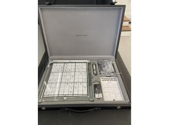 Sharper  Image Glass Sudoku Tabletop Set In Case