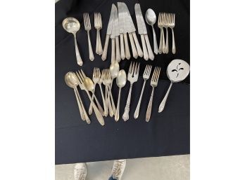 Assorted Silver Plate Flatware 34 Pieces