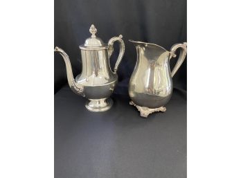 Silver Plate Rogers Water Pitcher & Poole Coffee Pot
