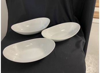 3 Porcelain Oval Serving Bowls