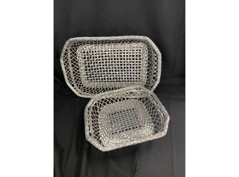 2 Metal Woven Baskets