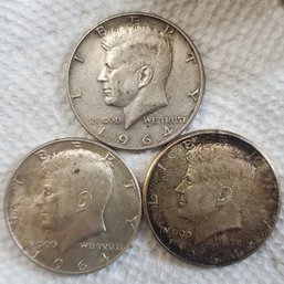 3 1964 Kennedy Half Dollar