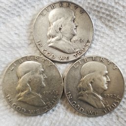 3  Ben Franklin Half Dollars
