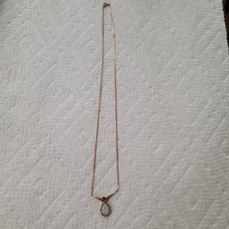 14 K 16'gold Necklace With Sapphire And Opal