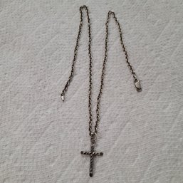 20' Italy Sterling Silver Necklace With Crucifix
