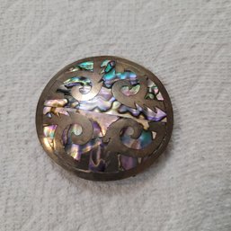 2.25' Vintage  Taxco Sterling Silver & Abalone Inlay  Pendant