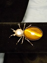 Sterling Silver Spider With Tigers Eye