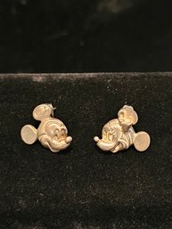 Vintage Sterling Silver Mickey And Minnie Mouse Earrings