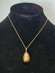 1/20 12kt Gold Necklace With Vintage Gold Over Sterling Egg Drop Pendent