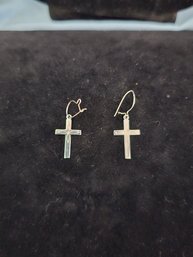 Silver Color Cross Earrings
