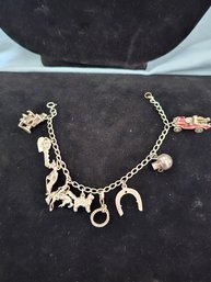 Vintage Sterling Silver Bracelet With 9 Charms