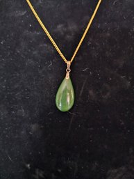 10k Gold Necklace And Jade Pendent 24'