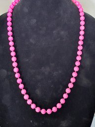28' Long Pink Beaded Necklace