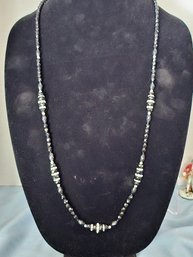 36'black And Clear  Beaded Necklace
