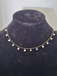 18' Sterling Silver Necklace With Natural Pearls