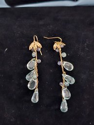 Nice Pair Of Dangle Earrings Leafs Appear To Be 14 K Gold