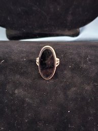 Sterling Silver Ring Size 5 With Black Stone