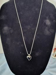 30' Italy Sterling Silver Necklace With Sterling Silver Heart