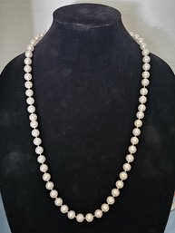 28' White Beaded Necklace