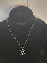 17' Sterling Silver Necklace With Sterling Gemini Pendant