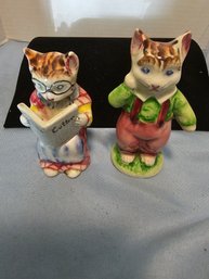 Vintage Ceramic Cat Salt And Pepper Shakers