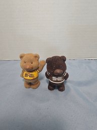 Pair Vintage M&m Flocked Bears