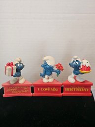 3 Vintage Peyo Schleich Smurfs Cake Toppers