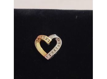 14k Gold Heart Pendant With Diamonds