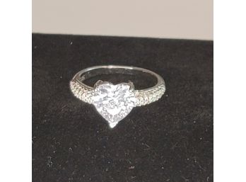 Heart Shaped Sterling Ring Size 7