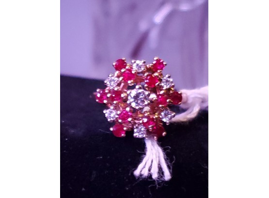 14 K Diamond And Ruby Ring Size 7