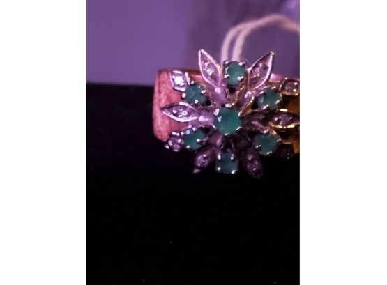 14k Gold Ring With Diamonds And Emeralds Size 7
