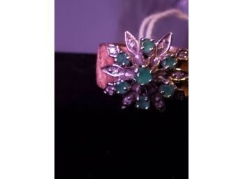 14k Gold Ring With Diamonds And Emeralds Size 7
