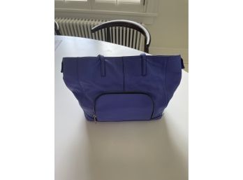 Blue Pebbled Leather Handbag