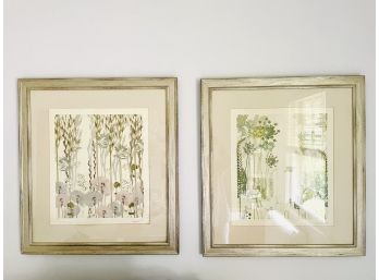Pair Of Amanda Ross Signed Botanical Numbered Lithographs