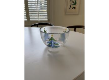 Kosta Boda Hand Painted Christmas Tree Bowl
