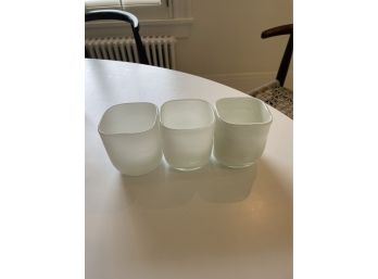 Set Of Three Milky Glass Vases Or Houseplant Containers