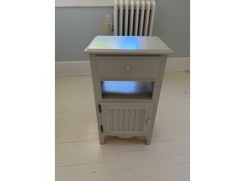 White Cottage Style Nightstand With Drawer And Cabinet