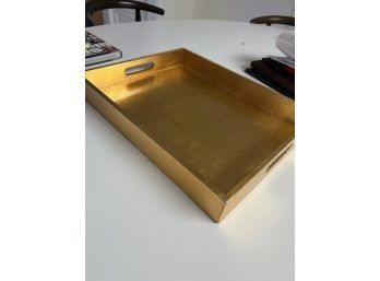 West Elm Wood Lacquer Gold Tray Like New Condition (Price Tag Still On) 14x18'