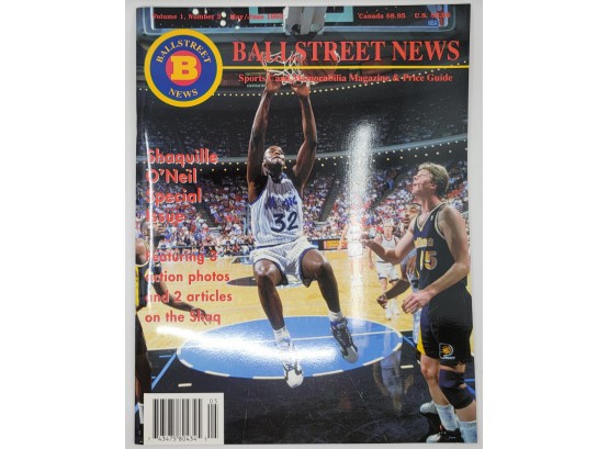 BASKETBALL - Shaquille O'Neil / Manon Rheaume Ballstreet News Volume 1 Number 3 May/June 1993 - 18 Uncut Cards