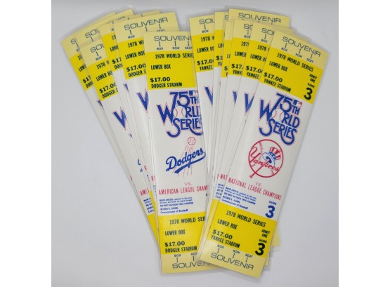 BASEBALL - 14 Souvenir Tickets 1978 World Series N.Y. Yankees L.A. Dodgers