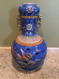 Large Chinese Vintage Enamel Colour Porcelain Bottle Vase With Qianlong Mark