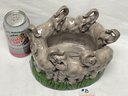 Ring Of 6 Elephants Flower Pot Base - Vintage HOLLAND MOLD Ceramic