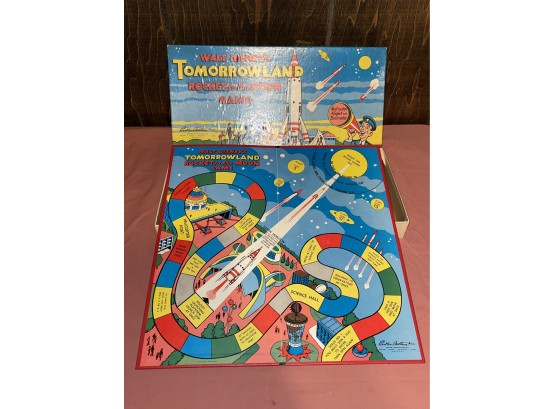 Vintage Walt Disney Tomorrowland Rocket To The Moon Board Game