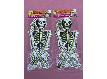 Lot Of 2 Vintage Glo-Skeleton Articulated Halloween Decor - Topstone Danbury, CT