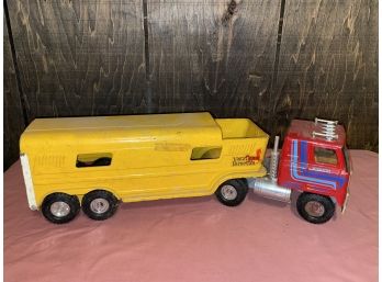 Ertl 'Vista Dome Horse Van' Truck And Trailer - Vintage Pressed Steel Toy