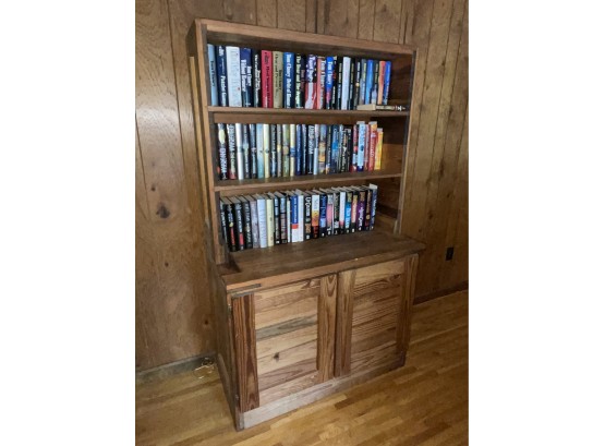 Wood Bookcase, Cabinet With 3 Upper Shelves (2 Pieces)